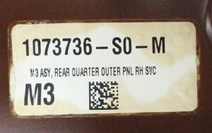 TESLA 3 MODEL 3 III 2017-2024 Tylny prawy błotnik 1073736-S0-M 1073736S0M 4/4 MINIATURA