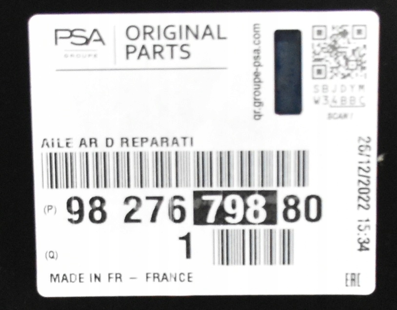 CITROEN BERLINGO 4 K9 L1 2018-2025 Tylny prawy błotnik 9827679880 3/5