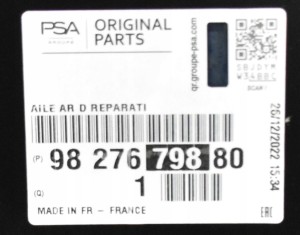 CITROEN BERLINGO 4 K9 L1 2018-2025 Tylny prawy błotnik 9827679880 3/5 MINIATURA