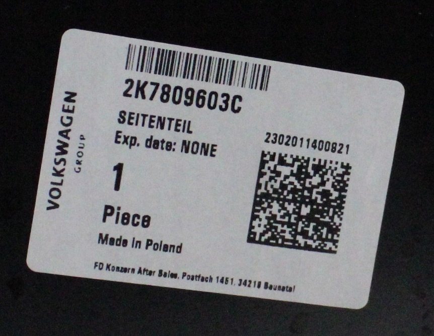 VW CADDY LIFE 5 V L1 2K7 2020-2025 tylny tył błotnik lewy 2K7809603C 4/4